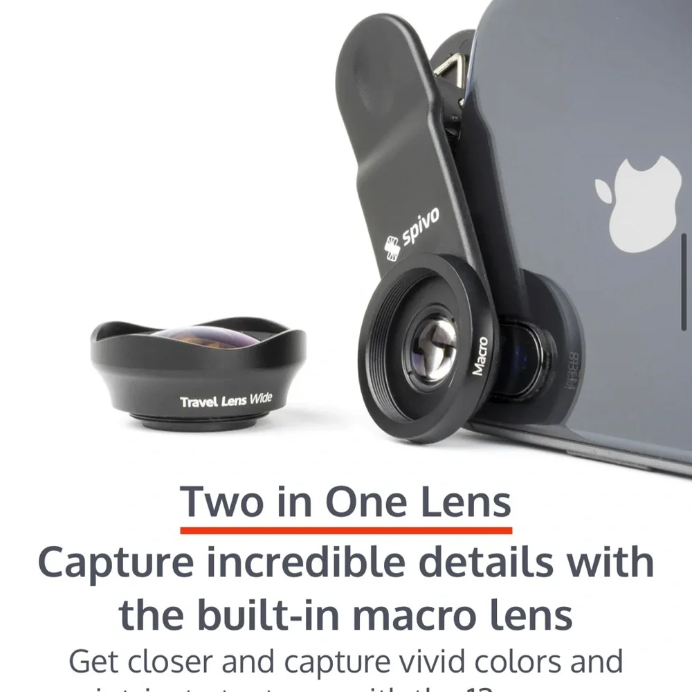 Spivo travel lens, wide angle, for phones, digital device.